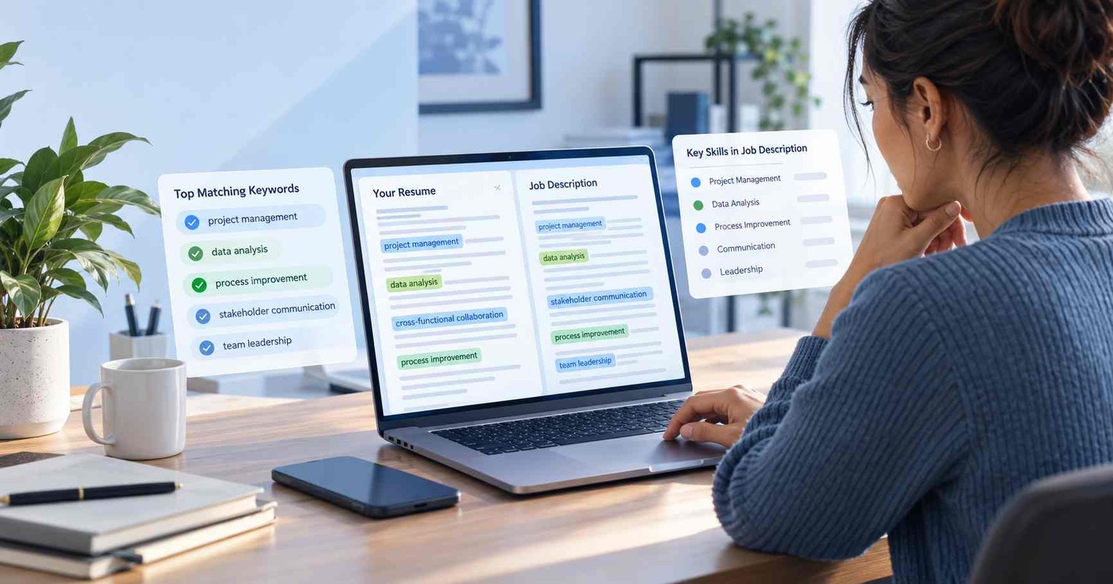 Resume keyword checker comparing a resume with a job description